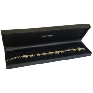 Paul Wright 925 Sterling Silver Daisy Bracelet, 10 Daisies with 18K Gold Plated Centres, 7” plus 1” Extender