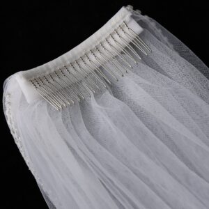 Cibelle Black Wedding Veil 2 Layers 3 Meters Long Lace Bridal Veil with Metal Comb