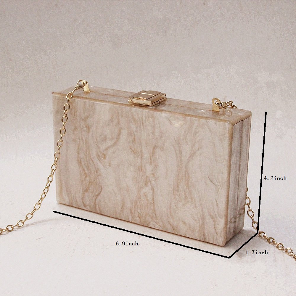 Dirmmis Woman New Wallet Fashion Solid Acrylic Bag Party Evening Bag Clutches Wedding Women Casual Handbag, Beige, normal size