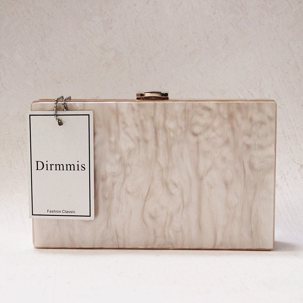 Dirmmis Woman New Wallet Fashion Solid Acrylic Bag Party Evening Bag Clutches Wedding Women Casual Handbag, Beige, normal size