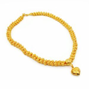 Heart Pikun Flower 22k 23k 24k Thai Baht Yellow Gold GP Necklace Pendant Jewelry Women