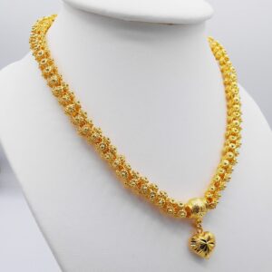 Heart Pikun Flower 22k 23k 24k Thai Baht Yellow Gold GP Necklace Pendant Jewelry Women