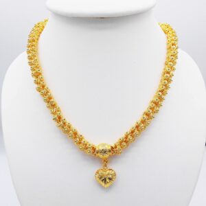 Heart Pikun Flower 22k 23k 24k Thai Baht Yellow Gold GP Necklace Pendant Jewelry Women