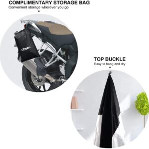 Motorcycle Cover, Ohuhu All Season Waterproof Snowproof Motorbike Covers with Lock Holes, Fits up to 108" Motors Bikes Scooters for Honda, Yamaha, Suzuki, Harley, Kawasaki(XX Large), Black-Silver