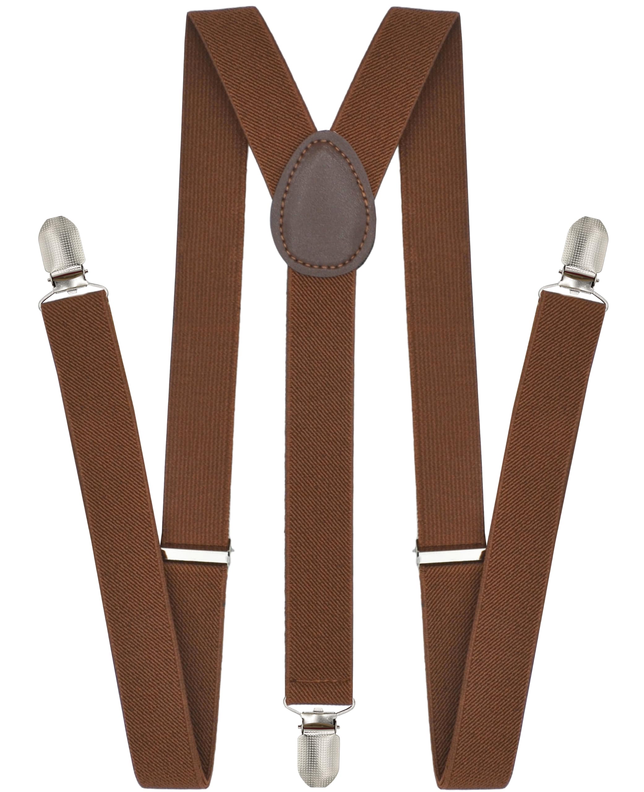 trilece Brown Suspenders for Men - Adjustable Y Shape Womens Boys Suspenders with Heavy Duty Clips (Brown, 1)