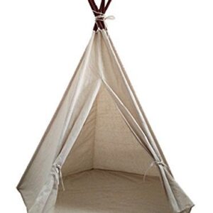 Laylala® Teepee Tent.India Teepee-Embroidery Elephant-Preassemble.5 Poles Design(Light Brown Color)