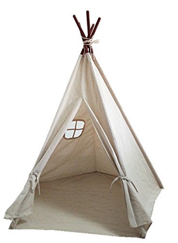 Laylala® Teepee Tent.India Teepee-Embroidery Elephant-Preassemble.5 Poles Design(Light Brown Color)