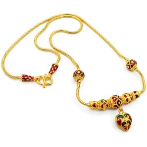 Lai Thai Enamel Sukhothai 22k 24k Thai Baht Yellow Gold Plated Filled Chain Necklace 18" Jewelry Women