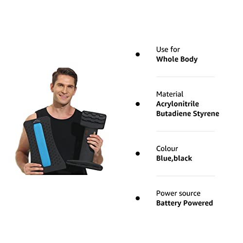 Magic Back Support Back Stretching Device,Back Massager for Bed & Chair & Car,Multi-Level Lumbar Support Stretcher Spinal, Lower and Upper Muscle Pain Relief(Black/Blue)