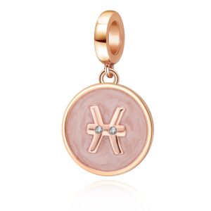 paiyuan rose gold zodiac sign charms 925 sterling silver constellation dangle charm for european bracelet (pisces)