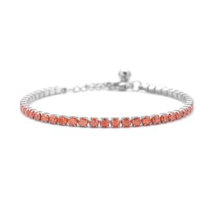 shop lc stainless steel tennis bracelet - adjustable orange cubic zirconia bracelet for women - dainty cz crystal bridal bracelets - 6.5" length with a 2" extender jewelry birthday gifts for women