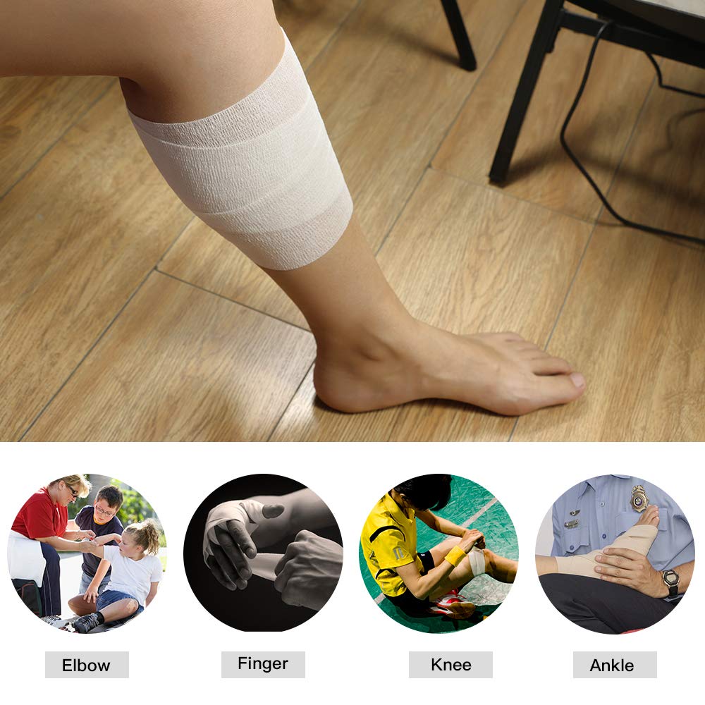 GooGou Self Adherent Wrap Bandages Self Adhering Cohesive Tape Elastic Athletic Sports Tape for Sports Sprain Swelling and Soreness on Wrist and Ankle 6PCS 3 in X 14.7 ft (Black)