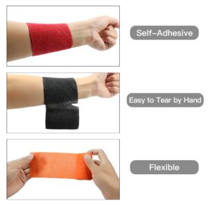 GooGou Self Adherent Wrap Bandages Self Adhering Cohesive Tape Elastic Athletic Sports Tape for Sports Sprain Swelling and Soreness on Wrist and Ankle 6PCS 3 in X 14.7 ft (Black)