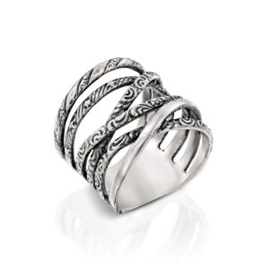 paz creations 925 sterling silver highway ring for women, everyday wear accessory, wrapped spiral design, bold statement jewelry, gifts for her, size 10