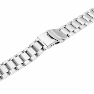 SINAIKE 20mm Silver Brushed Wristband Solid Stainless Steel Watch Band with Deployment Lock Buckle for Men Women