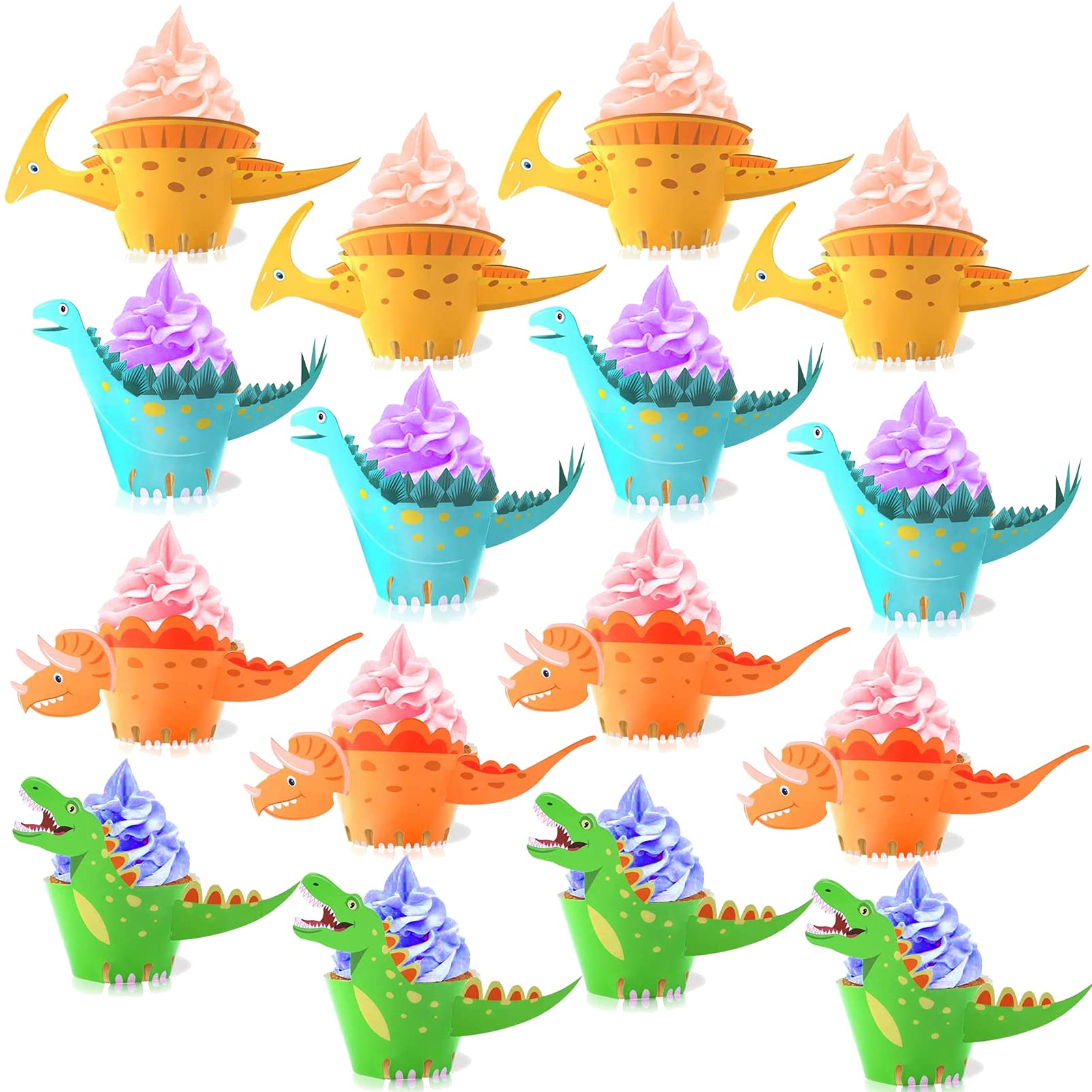 Dinosaur Cupcake Wrappers Toppers(48Pack),Konsait Little Dino Cupcake Toppers Cake Table Decorations Party Supplies for Boys Kids Birthday Party Decor Favors