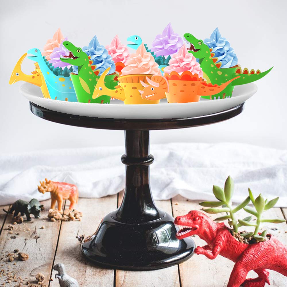 Dinosaur Cupcake Wrappers Toppers(48Pack),Konsait Little Dino Cupcake Toppers Cake Table Decorations Party Supplies for Boys Kids Birthday Party Decor Favors