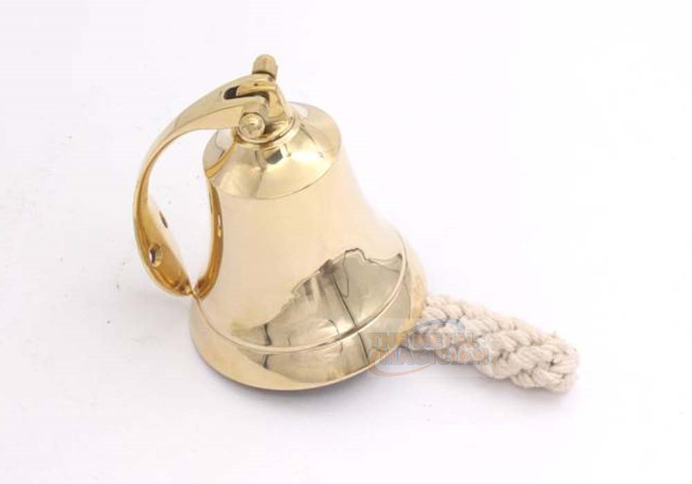 3" Solid Old Antique Brass Bell Quality Marine Wall Mounted Nautical Ship Hanging Bell Perfect for Dinner, Indoor, Outdoor, School, Bar, Reception, Last Order & Church by The Metal Magician