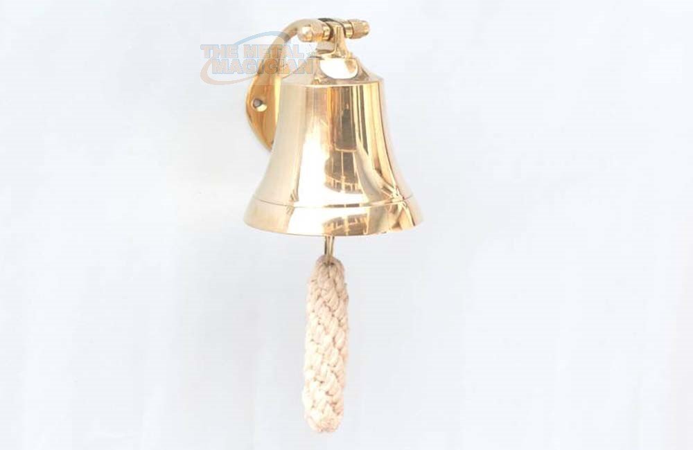 3" Solid Old Antique Brass Bell Quality Marine Wall Mounted Nautical Ship Hanging Bell Perfect for Dinner, Indoor, Outdoor, School, Bar, Reception, Last Order & Church by The Metal Magician