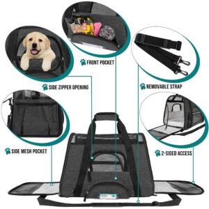 PetAmi Airline Approved Pet Carrier for Cat, Soft Sided Dog Carrier Small Dog, Cat Travel Supply Accessories Indoor Cat, Ventilated Pet Carrying Bag Medium Large Kitten Puppy, Small Heather Dark Gray