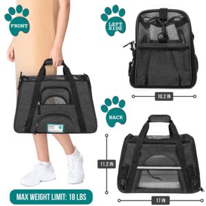 PetAmi Airline Approved Pet Carrier for Cat, Soft Sided Dog Carrier Small Dog, Cat Travel Supply Accessories Indoor Cat, Ventilated Pet Carrying Bag Medium Large Kitten Puppy, Small Heather Dark Gray