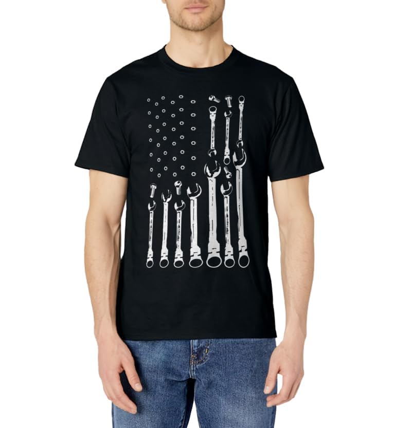 Mechanic Flag American Patriotic Flag Car Mechanic USA Flag T-Shirt