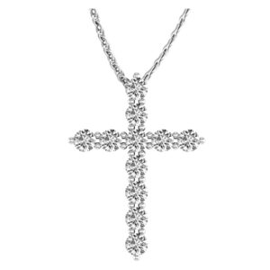 Houston Diamond District 3/4 Carat Total Weight 14K White Gold Diamond Cross Value Collection