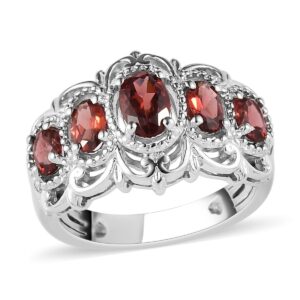 Shop LC Red Garnet Victorian 5 Stone Ring for Women Platinum Plated Jewelry Wedding Gifts for Women Size 9 Ct 1.35 Birthday Gifts