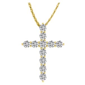 Houston Diamond District 1.5 Carat Total Weight 14K Yellow Gold Diamond Cross Ultra Premium Collection