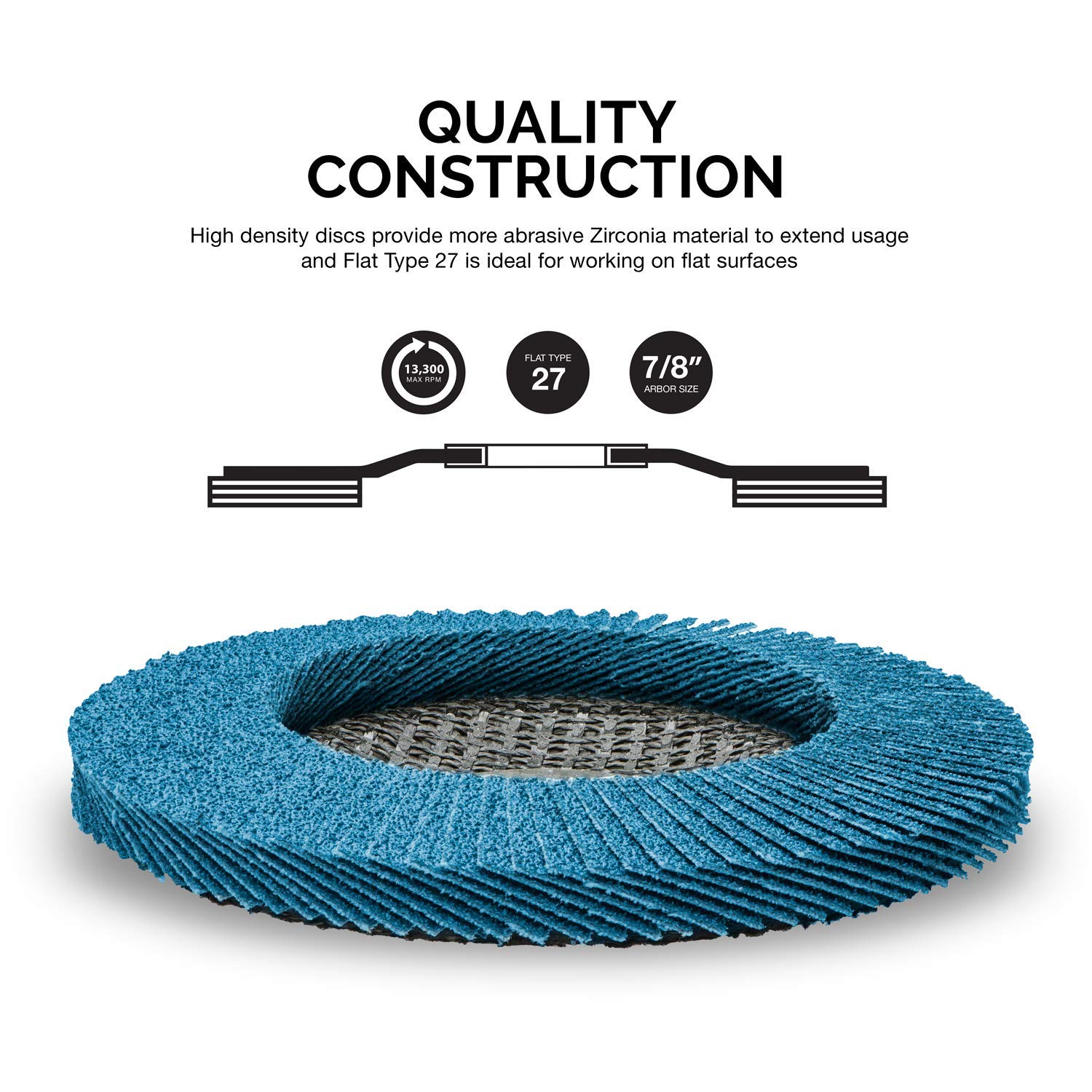 NEIKO 11255A 10 Pack Jumbo Zirconia Flap Discs 4-1/2 for Angle Grinder, 40 Grit Flapper Wheel, Flat T27 Grinding Wheel 4.5 Inch Flap Disc, 7/8" Arbor Grinding Disc, Flap Wheel for Wood & Metal Sanding