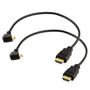 angled micro hdmi to hdmi cable;seadream 2pack 1foot 90 degree down angle micro hdmi male to hdmi male cable connector (2pack down angled)