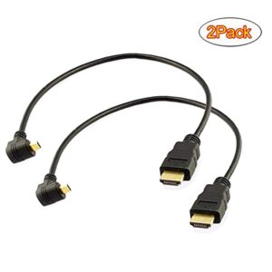 Angled Micro HDMI to HDMI Cable;Seadream 2Pack 1Foot 90 Degree Down Angle Micro HDMI Male to HDMI Male Cable Connector (2Pack Down Angled)