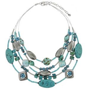 coiris 5 layers shell acrylic beads illusion statement bib necklace for women (n0016)