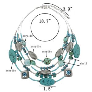 Coiris 5 Layers Shell Acrylic Beads Illusion Statement Bib Necklace for Women (N0016)