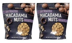 kirkland signature dry roasted macadamia nuts with sea salt, resealable bag (48 ounce (pack of 2, 24 oz each pack))