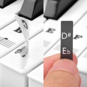 Piano Stickers for Keys, Eison Full Set Piano Keyboard Stickers for 88/61/54/49/37 Keys Removable with Numbers, Leaves No Residue, Color Black,Great Children's Gift