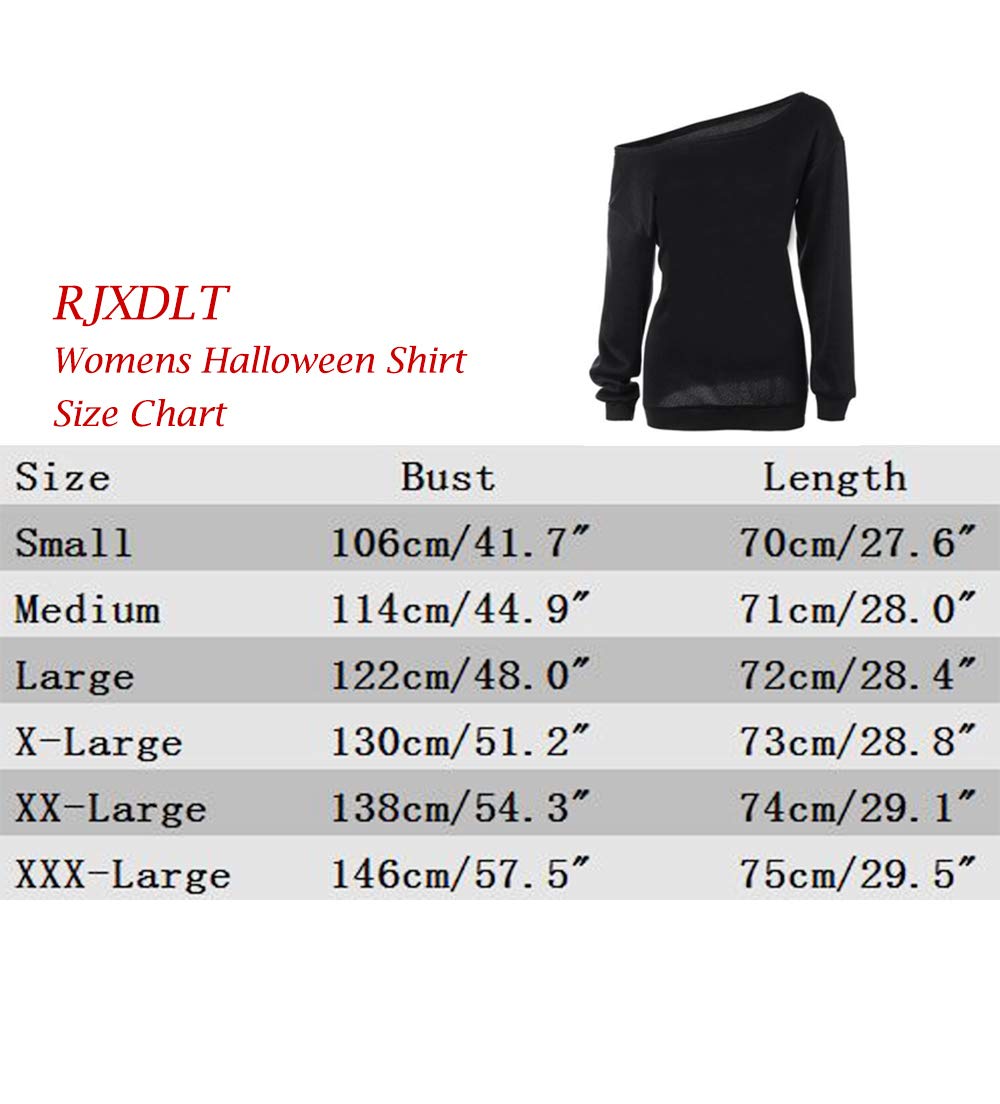 RJXDLT Women's Halloween Shirt Slouchy Sweatshirt Off Shoulder Pumpkin Pullover 97 Orange S