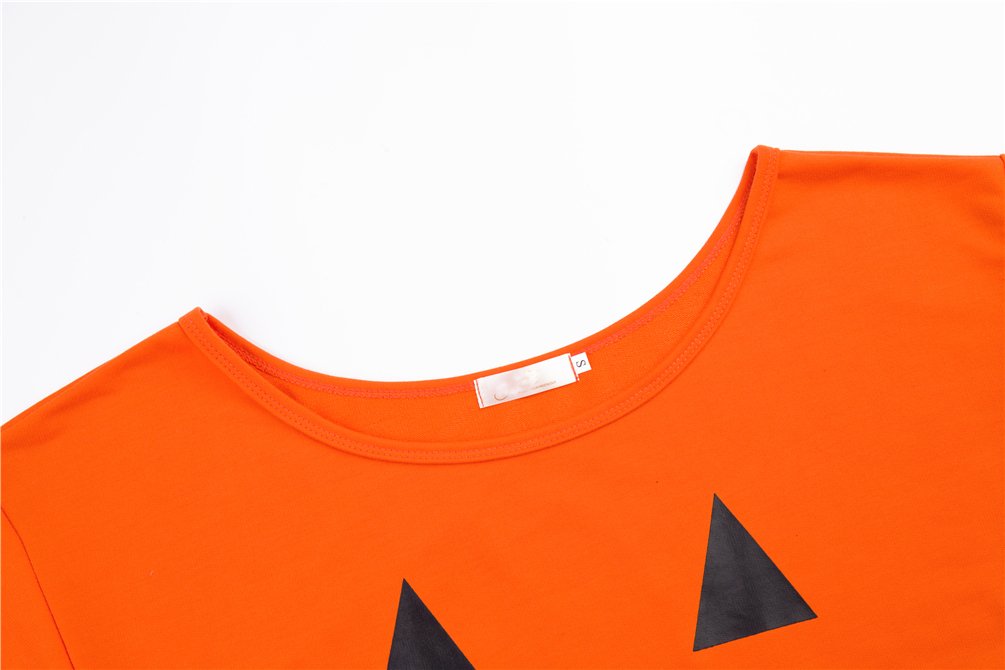 RJXDLT Women's Halloween Shirt Slouchy Sweatshirt Off Shoulder Pumpkin Pullover 97 Orange S