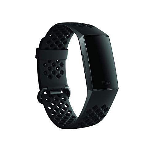 Fitbit Charge 3 Accessory Band, Official Fitbit Product, Sport, Black, Small