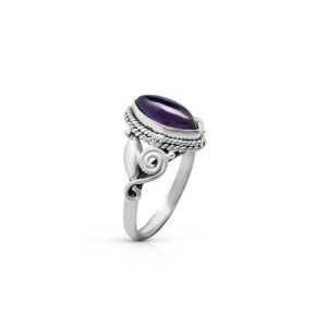 Koral Jewelry Amethyst Vintage Gipsy Spiral Side Small Ring 925 Sterling Silver Boho Chic US Size 5 6 7 8 9 (7)