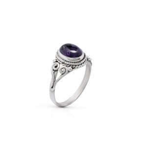 Koral Jewelry Amethyst Small Ethnic Ring 925 Sterling Silver Tribal Gipsy Boho US Size 6 7 8 (6)