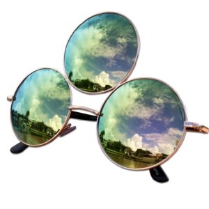 Trippy Lights Third Eye Sunglasses, Emerald Green with Pink Reflective Lens