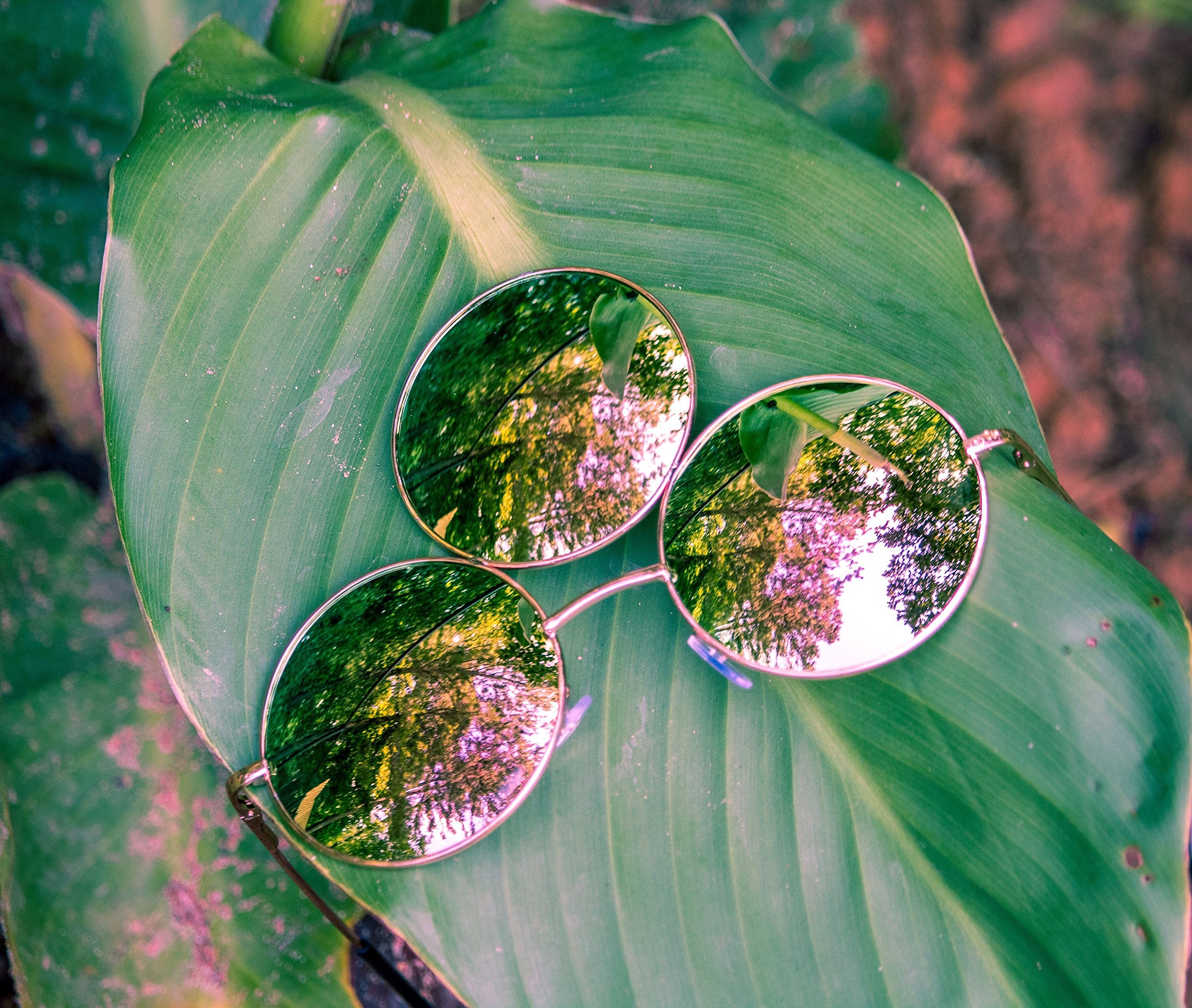 Trippy Lights Third Eye Sunglasses, Emerald Green with Pink Reflective Lens