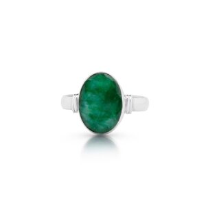 Koral Jewelry Created Emerald Oval Stone Ring 925 Sterling Silver Vintage Boho Chic US Size 7 8 9 (9)