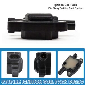 12611424 Ignition Coil Pack Compatible with Chevy Cadillac GMC Pontiac 5.3L 6.0L V8 Engine G8 Grand Prix H3 Silverado Tahoe Yukon Impala - Replace # 12570616 D510C UF413, set of 8 Ignition Coil