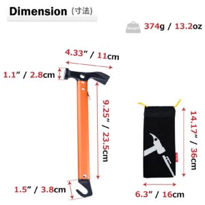 Azarxis Tent Stake Mallet Tark Peg Puller Hammer Nail Remover for Outdoor Camping Gardening Backpacking Hiking Lightweight Portable with Carry Bag (Black - Carbon Steel Head + Aluminum Handle)