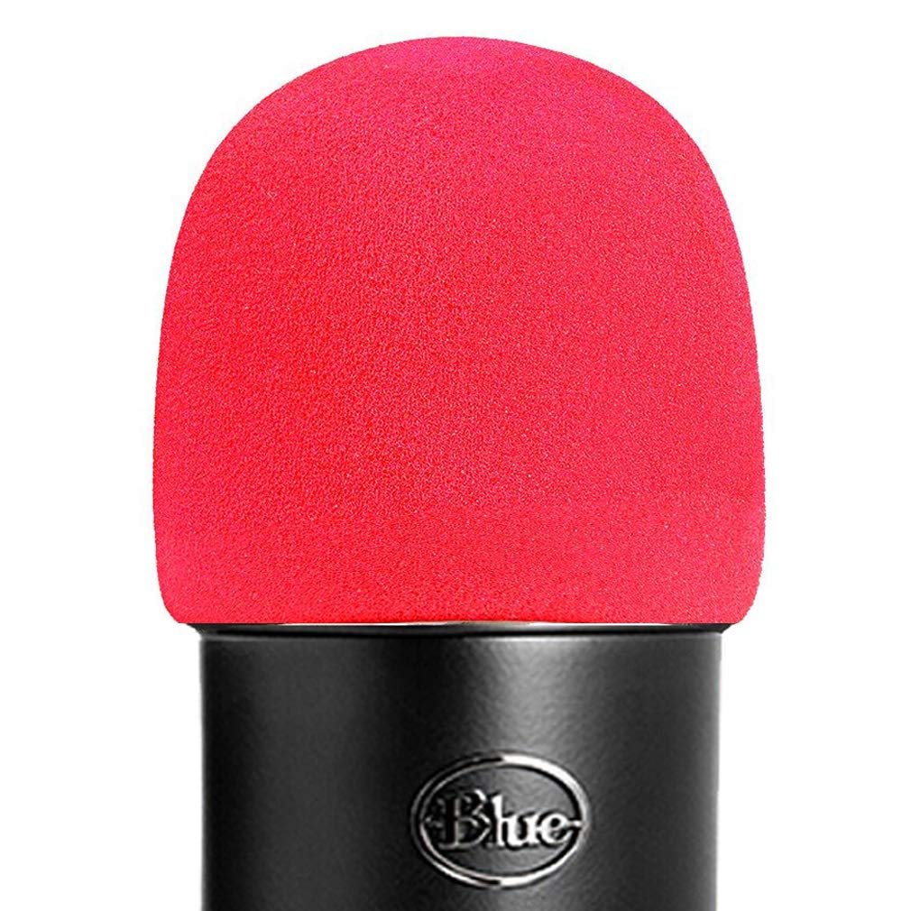 Foam Microphone Windscreen- Aedor Quality Sponge Mic Cover as a pop filter for Blue Yeti, Yeti Pro Condenser Microphones(Red)