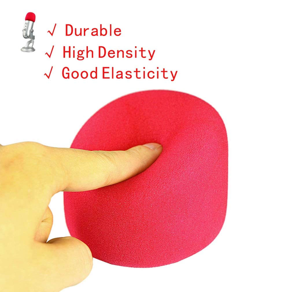 Foam Microphone Windscreen- Aedor Quality Sponge Mic Cover as a pop filter for Blue Yeti, Yeti Pro Condenser Microphones(Red)