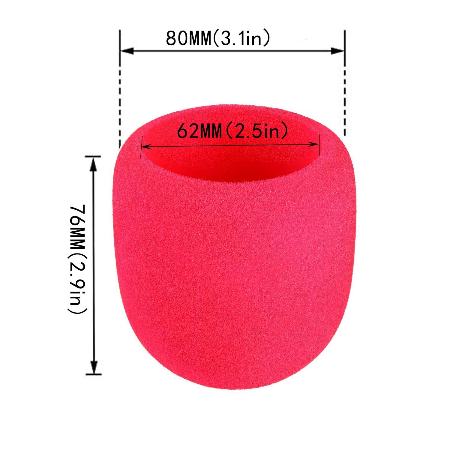 Foam Microphone Windscreen- Aedor Quality Sponge Mic Cover as a pop filter for Blue Yeti, Yeti Pro Condenser Microphones(Red)