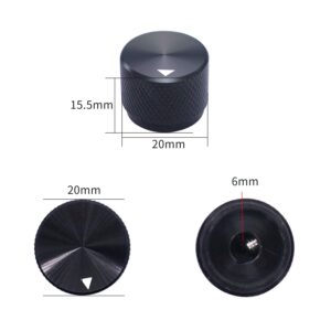 Taiss/ 2pcs Black Aluminum Rotary Electronic Control Potentiometer Knob For 6 mm Diameter Shaft, Volume Control Knobs, Audio knob, Guitar Knobs，Switch Knobs, 20mm dia. x 15.5mm height